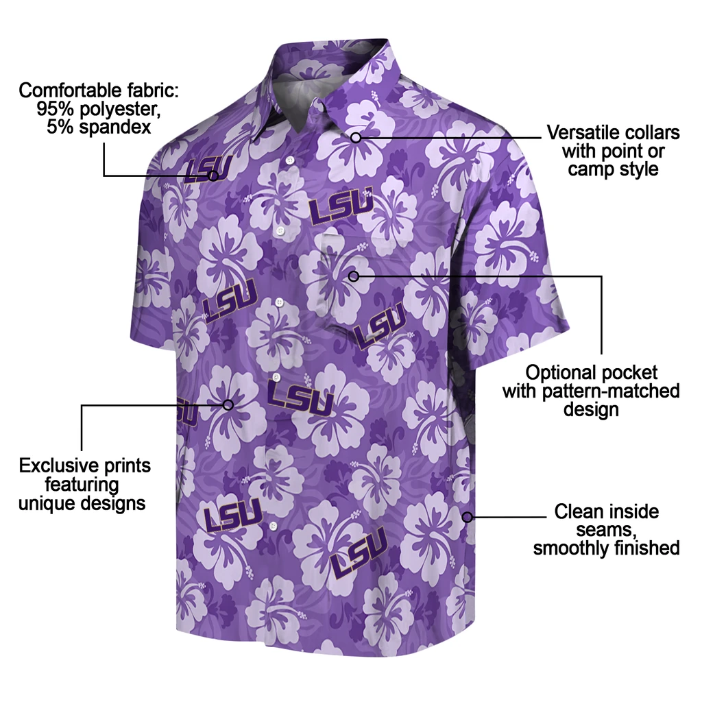 LSU Tigers Hawaiian Shirt - Hibiscus Cluster lsu tigers hibiscus cluster purple hawaiian shirts new arrival