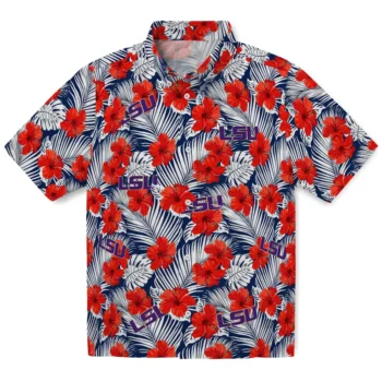 lsu tigers hibiscus fiesta red royal blue hawaiian shirts best selling