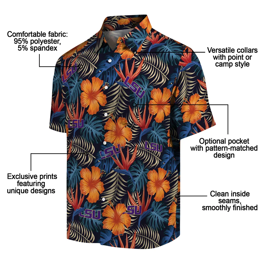 LSU Tigers Hawaiian Shirt - Hibiscus Foliage lsu tigers hibiscus foliage hawaiian shirts new arrival