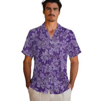 lsu tigers hibiscus oasis purple hawaiian shirts fashion forward