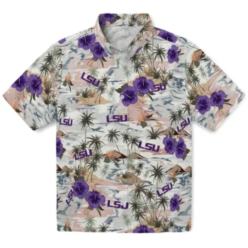 lsu tigers hibiscus seaside white hawaiian shirts best selling