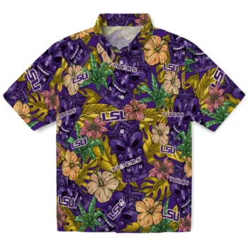 lsu tigers tiki jungle purple hawaiian shirts best selling