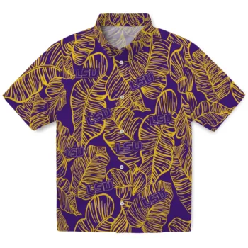 lsu tigers leaf outline purple hawaiian shirts best selling