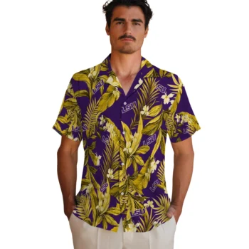 lsu tigers palm leaves purple hawaiian shirts fashion forward