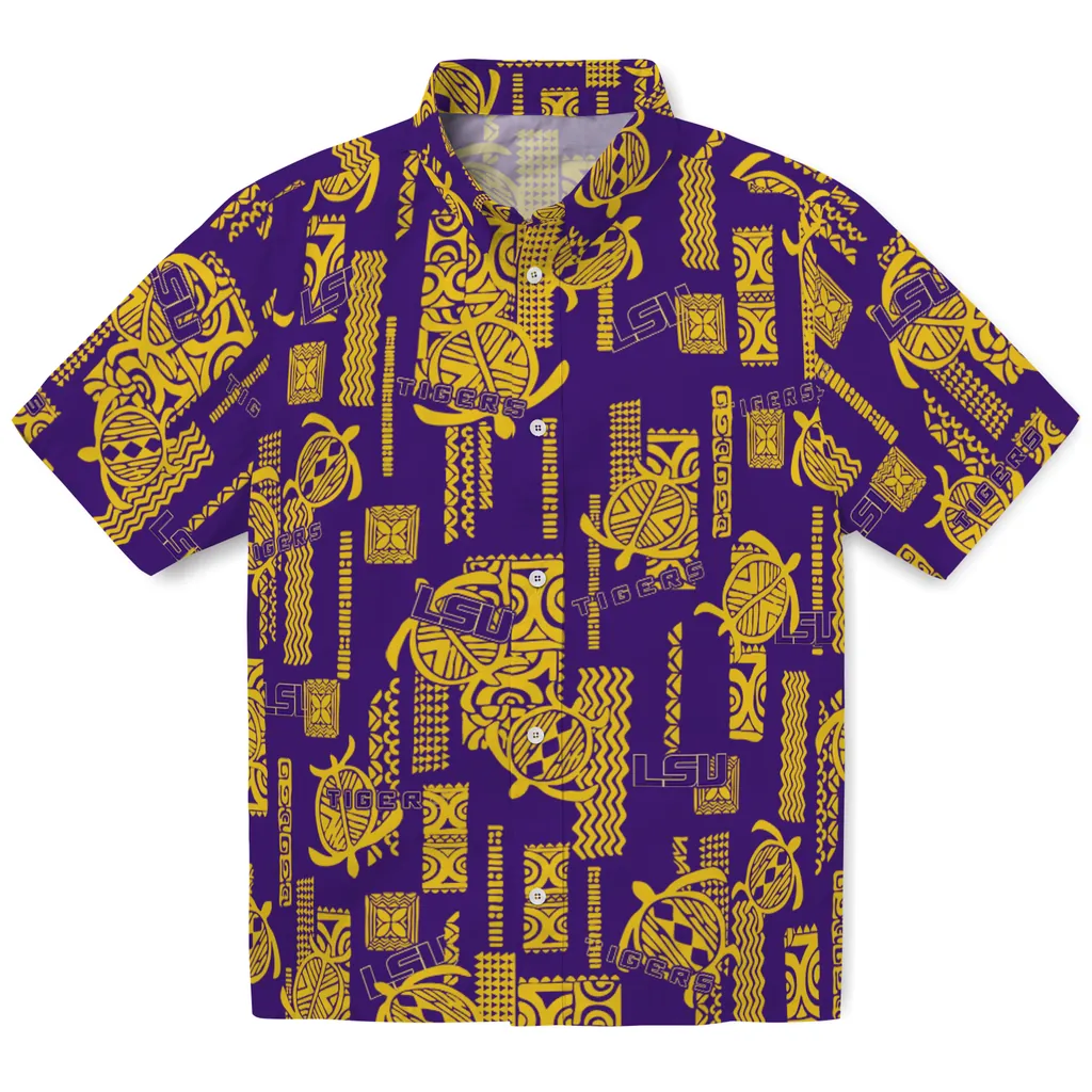 LSU Tigers Hawaiian Shirt - Turtle Lines lsu tigers turtle lines purple hawaiian shirts best selling