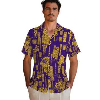 lsu tigers turtle lines purple hawaiian shirts fashion forward