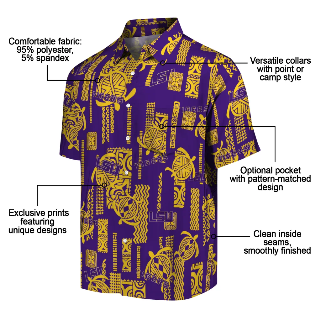 LSU Tigers Hawaiian Shirt - Turtle Lines lsu tigers turtle lines purple hawaiian shirts new arrival
