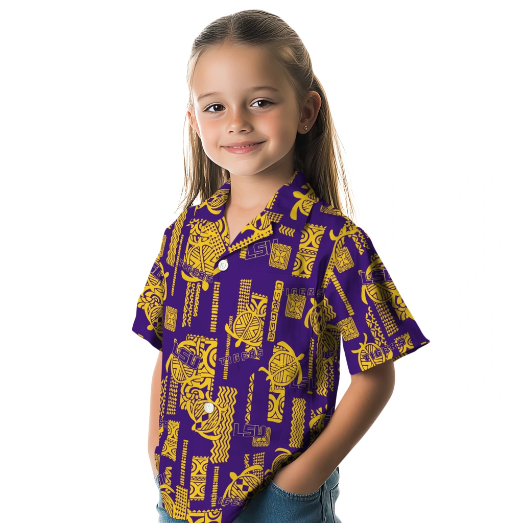 LSU Tigers Hawaiian Shirt - Turtle Lines lsu tigers turtle lines purple hawaiian shirts premium grade