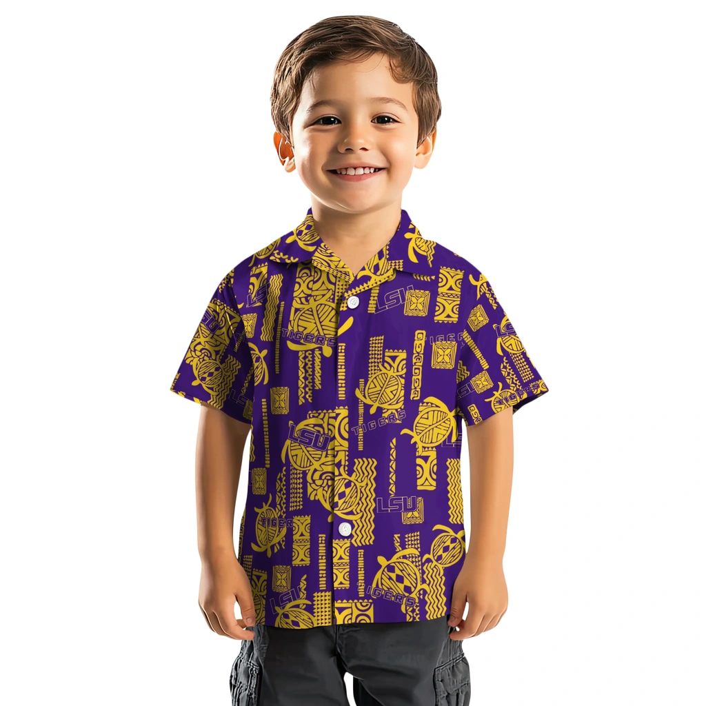LSU Tigers Hawaiian Shirt - Turtle Lines lsu tigers turtle lines purple hawaiian shirts top rated