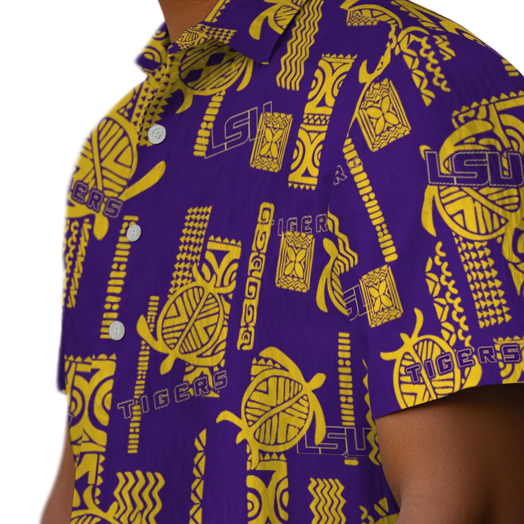 LSU Tigers Hawaiian Shirt - Turtle Lines lsu tigers turtle lines purple hawaiian shirts trendy