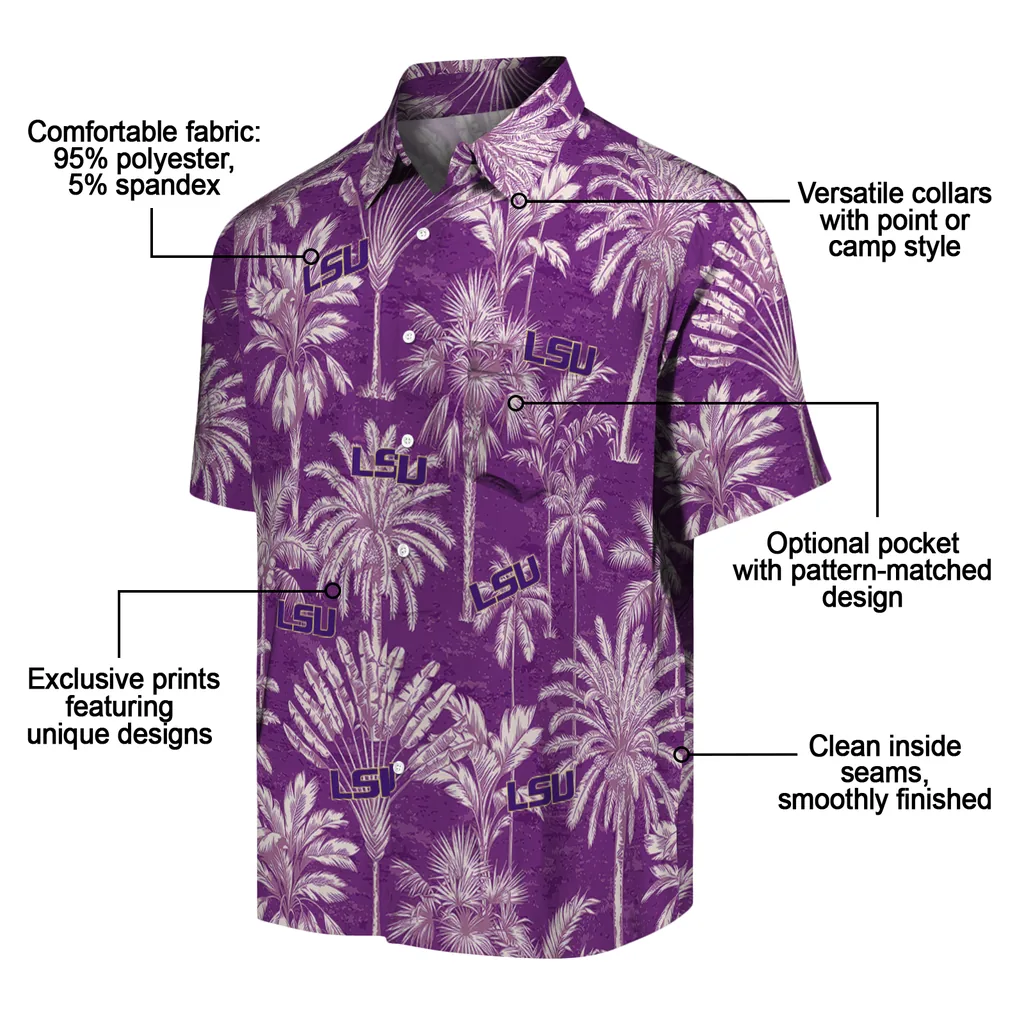 LSU Tigers Hawaiian Shirt - Vintage Palm Tree lsu tigers palm shadows purple hawaiian shirts new arrival