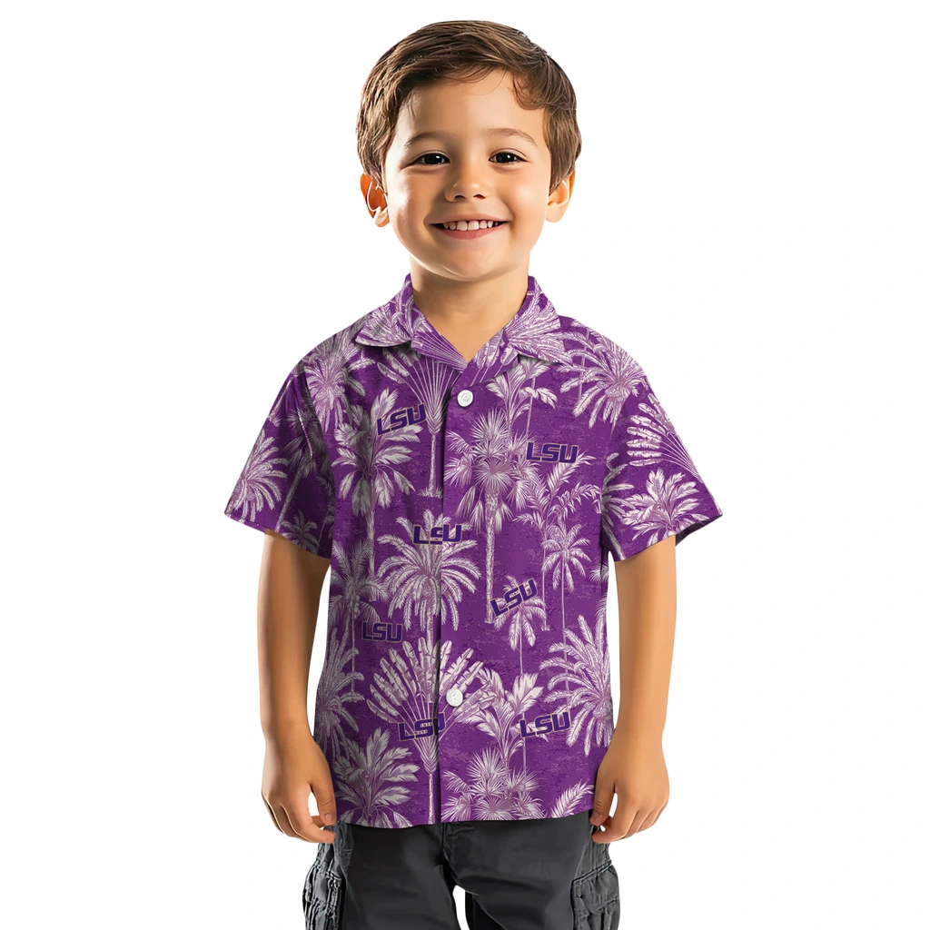 LSU Tigers Hawaiian Shirt - Vintage Palm Tree lsu tigers palm shadows purple hawaiian shirts top rated