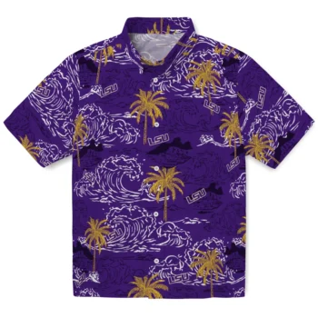 lsu tigers wave palm purple hawaiian shirts best selling