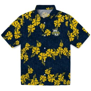 marquette golden eagles hibiscus petals blue hawaiian shirts best selling