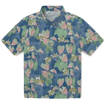 marquette golden eagles anthurium overlay blue hawaiian shirts best selling