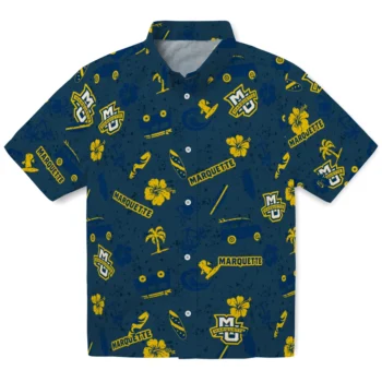 marquette golden eagles beach vibe navy hawaiian shirts best selling