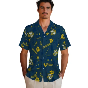 marquette golden eagles beach vibe navy hawaiian shirts fashion forward