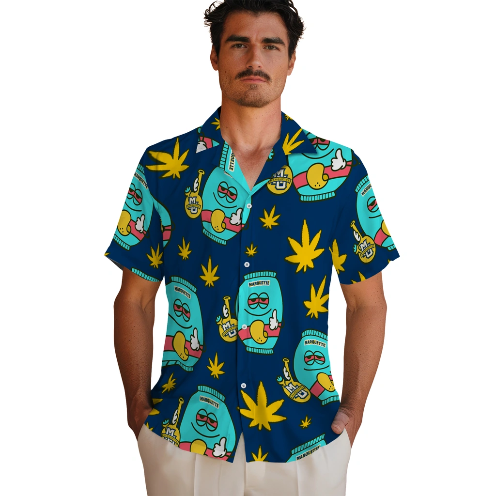 Marquette Golden Eagles Hawaiian Shirt - Chill Vibe marquette golden eagles bong smile blue hawaiian shirts fashion forward