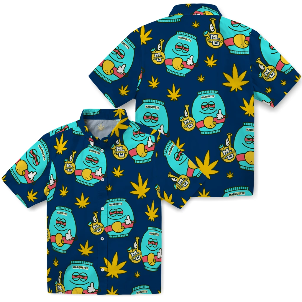 Marquette Golden Eagles Hawaiian Shirt - Chill Vibe marquette golden eagles bong smile blue hawaiian shirts high quality