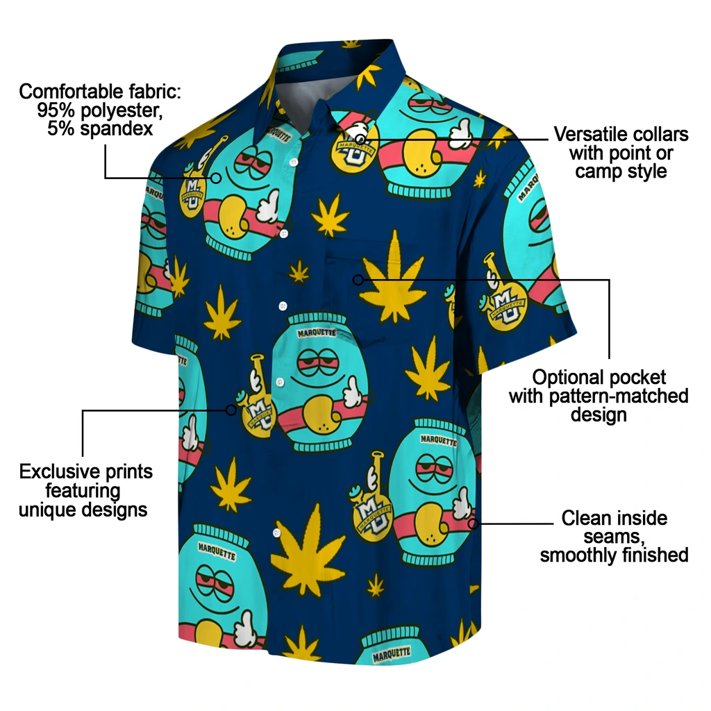 Marquette Golden Eagles Hawaiian Shirt - Chill Vibe marquette golden eagles bong smile blue hawaiian shirts new arrival