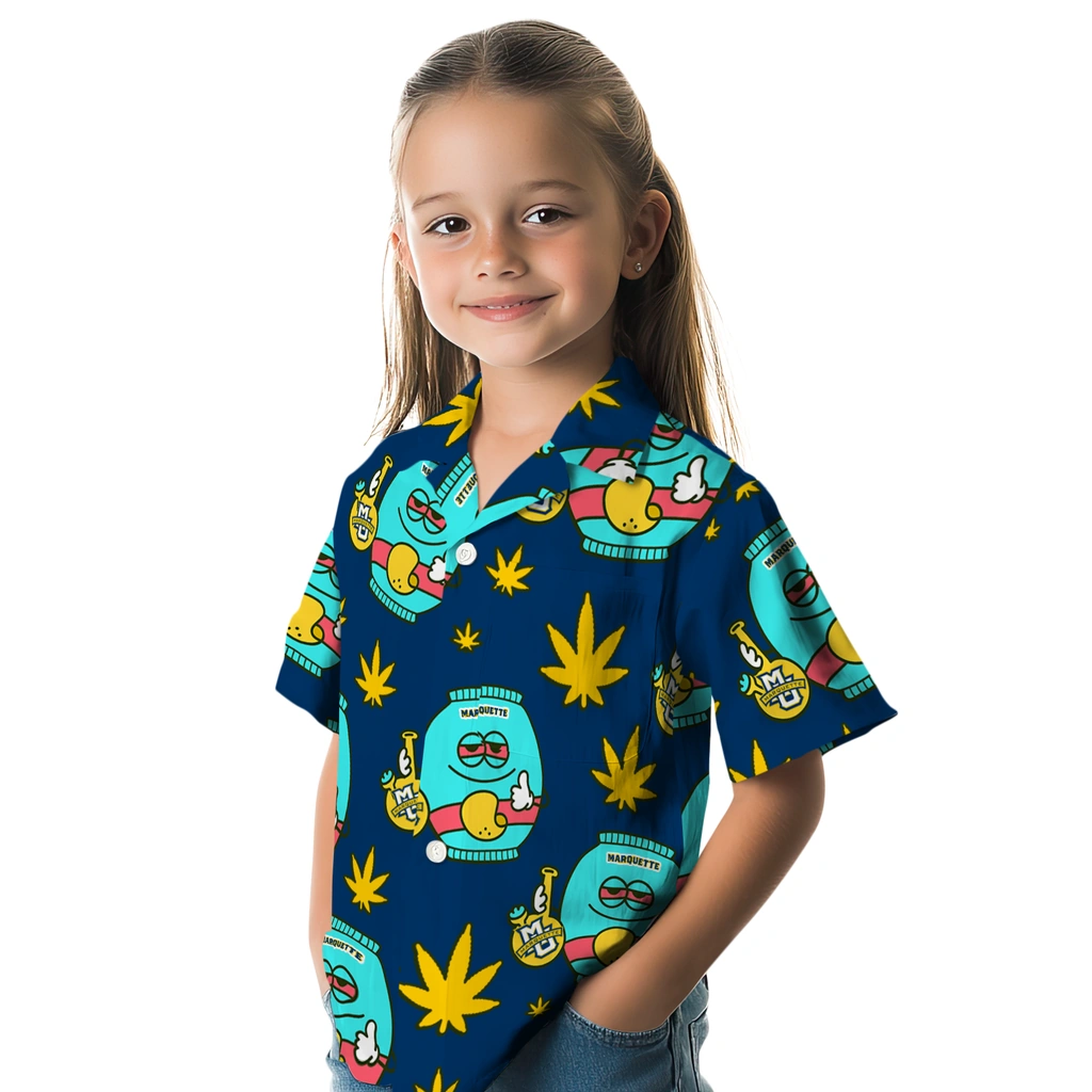 Marquette Golden Eagles Hawaiian Shirt - Chill Vibe marquette golden eagles bong smile blue hawaiian shirts premium grade