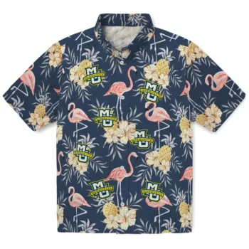 marquette golden eagles flamingo hibiscus navy hawaiian shirts best selling