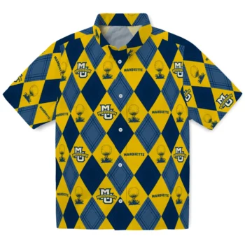 marquette golden eagles balloon plaid blue hawaiian shirts best selling