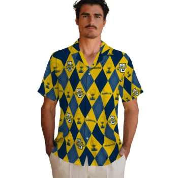 marquette golden eagles balloon plaid blue hawaiian shirts fashion forward