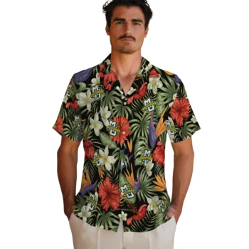 marquette golden eagles hibiscus bird hawaiian shirts fashion forward