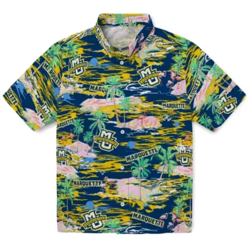 marquette golden eagles flamingo retreat blue hawaiian shirts best selling