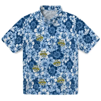 marquette golden eagles hibiscus blooms blue hawaiian shirts best selling