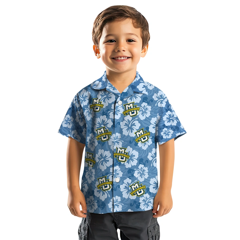 Marquette Golden Eagles Hawaiian Shirt - Hibiscus Cluster marquette golden eagles hibiscus cluster blue hawaiian shirts top rated