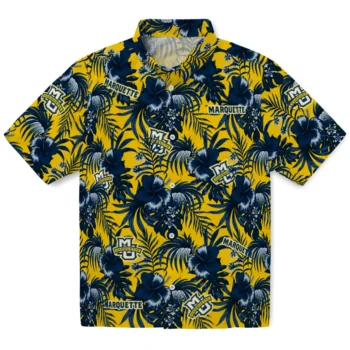 marquette golden eagles hibiscus exotic blue hawaiian shirts best selling