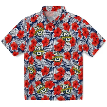 marquette golden eagles hibiscus fiesta red royal blue hawaiian shirts best selling