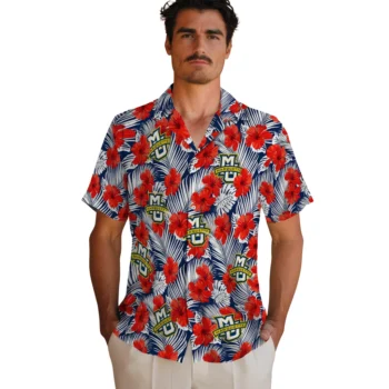 marquette golden eagles hibiscus fiesta red royal blue hawaiian shirts fashion forward