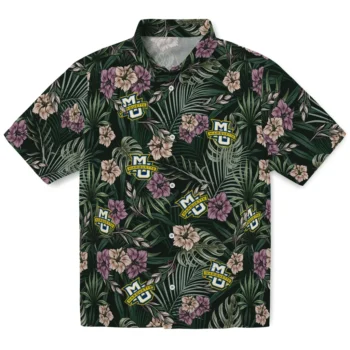 marquette golden eagles hibiscus leaves pattern green hawaiian shirts best selling