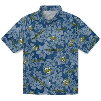 marquette golden eagles hibiscus oasis blue hawaiian shirts best selling