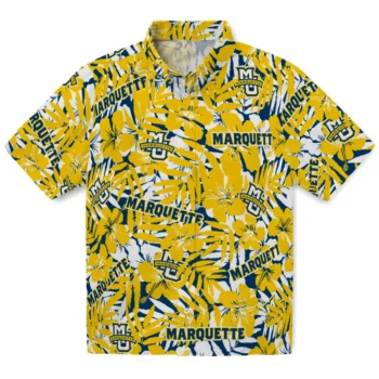 marquette golden eagles hibiscus overlay hawaiian shirts best selling