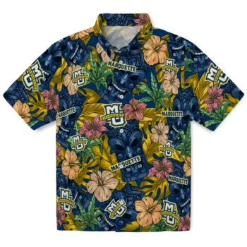 marquette golden eagles tiki jungle blue hawaiian shirts best selling
