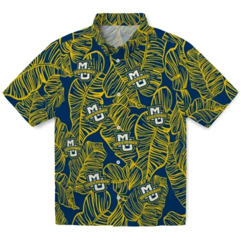 marquette golden eagles leaf outline blue hawaiian shirts best selling