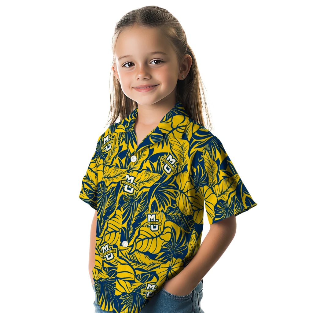 Marquette Golden Eagles Hawaiian Shirt - Monstera Layer marquette golden eagles monstera layer blue hawaiian shirts premium grade