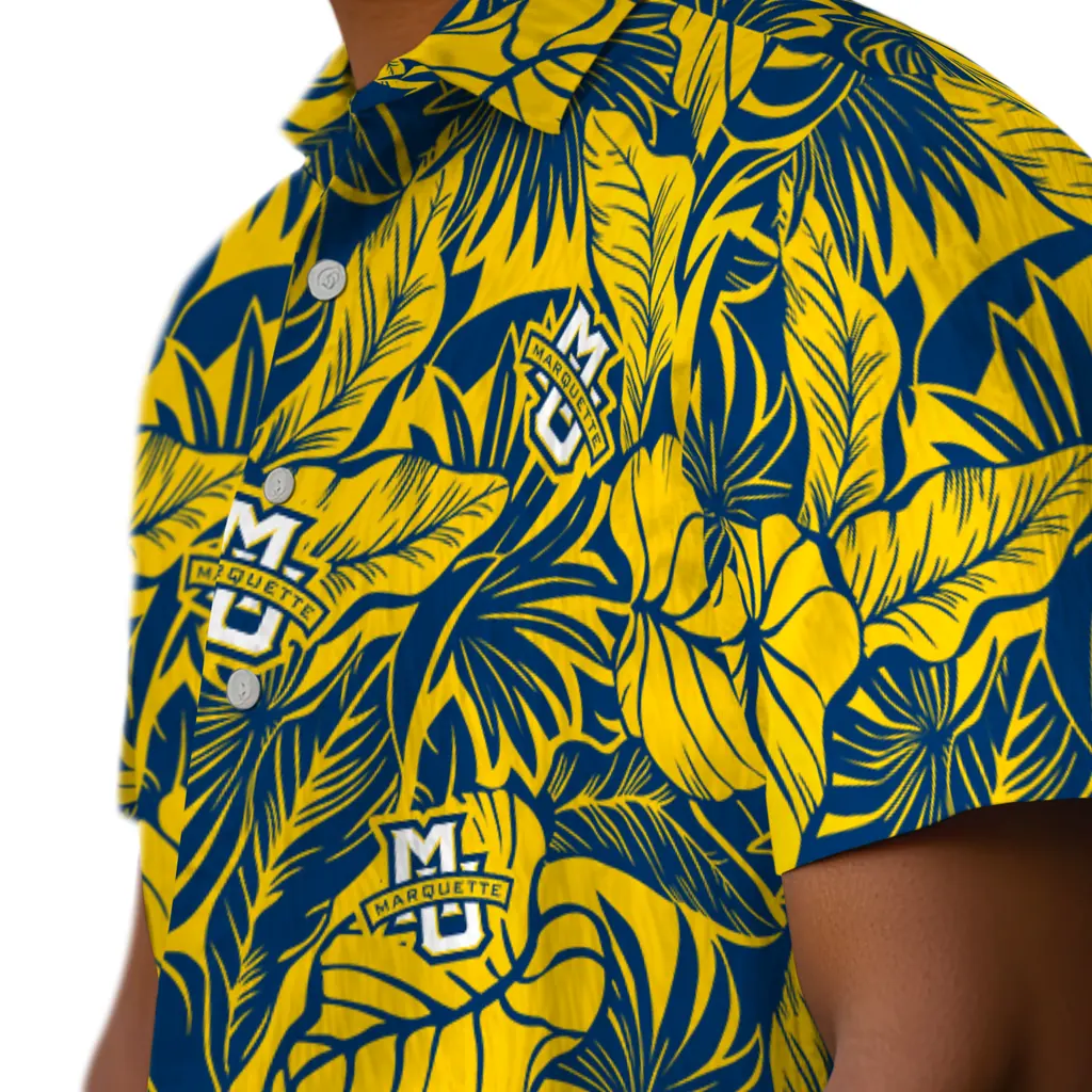 Marquette Golden Eagles Hawaiian Shirt - Monstera Layer marquette golden eagles monstera layer blue hawaiian shirts trendy