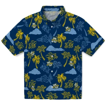 marquette golden eagles palm and clouds blue hawaiian shirts best selling