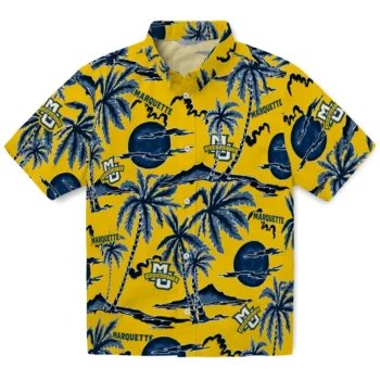 marquette golden eagles palm sunset hawaiian shirts best selling