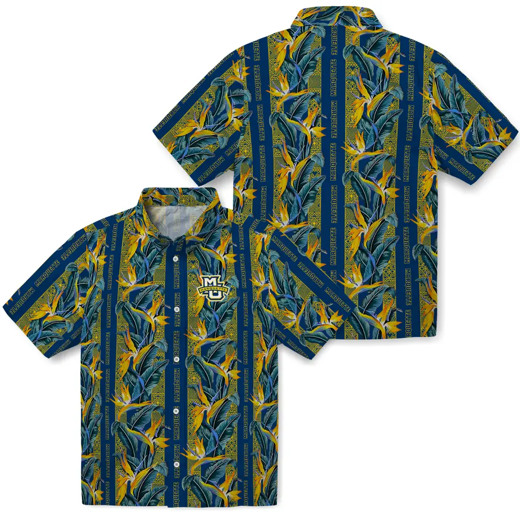 Marquette Golden Eagles Hawaiian Shirt - Paradise Vines marquette golden eagles paradise vines blue hawaiian shirts high quality