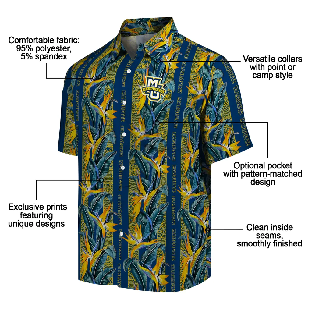 Marquette Golden Eagles Hawaiian Shirt - Paradise Vines marquette golden eagles paradise vines blue hawaiian shirts new arrival