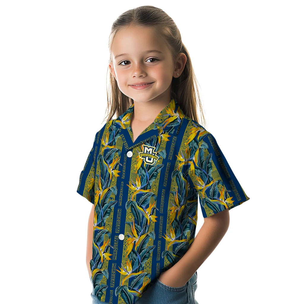 Marquette Golden Eagles Hawaiian Shirt - Paradise Vines marquette golden eagles paradise vines blue hawaiian shirts premium grade
