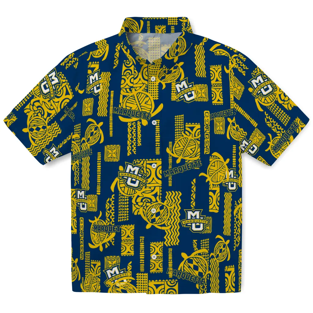 Marquette Golden Eagles Hawaiian Shirt - Turtle Lines marquette golden eagles turtle lines blue hawaiian shirts best selling