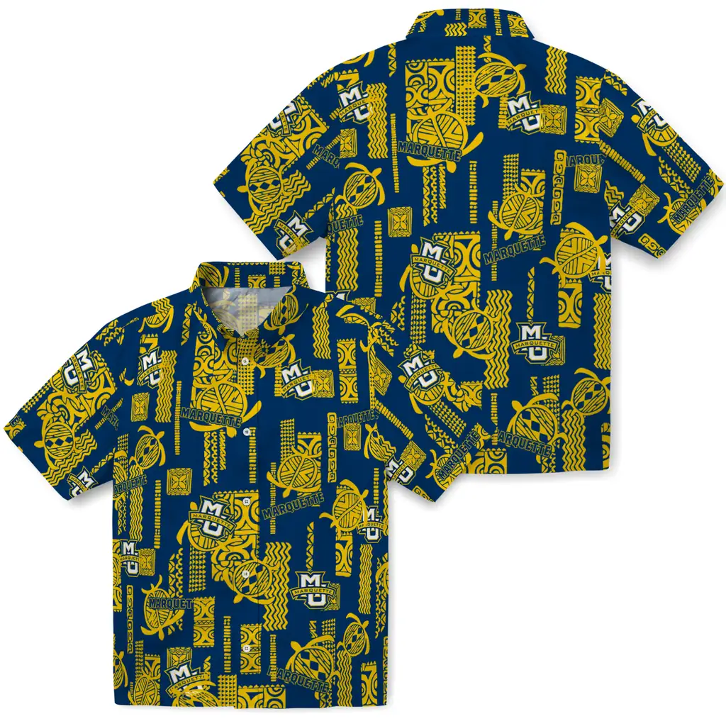 Marquette Golden Eagles Hawaiian Shirt - Turtle Lines marquette golden eagles turtle lines blue hawaiian shirts high quality