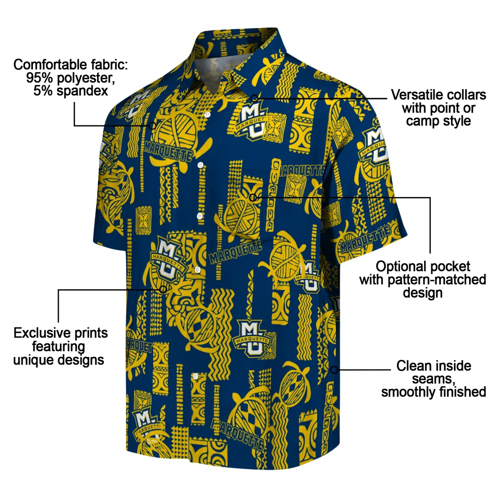 Marquette Golden Eagles Hawaiian Shirt - Turtle Lines marquette golden eagles turtle lines blue hawaiian shirts new arrival